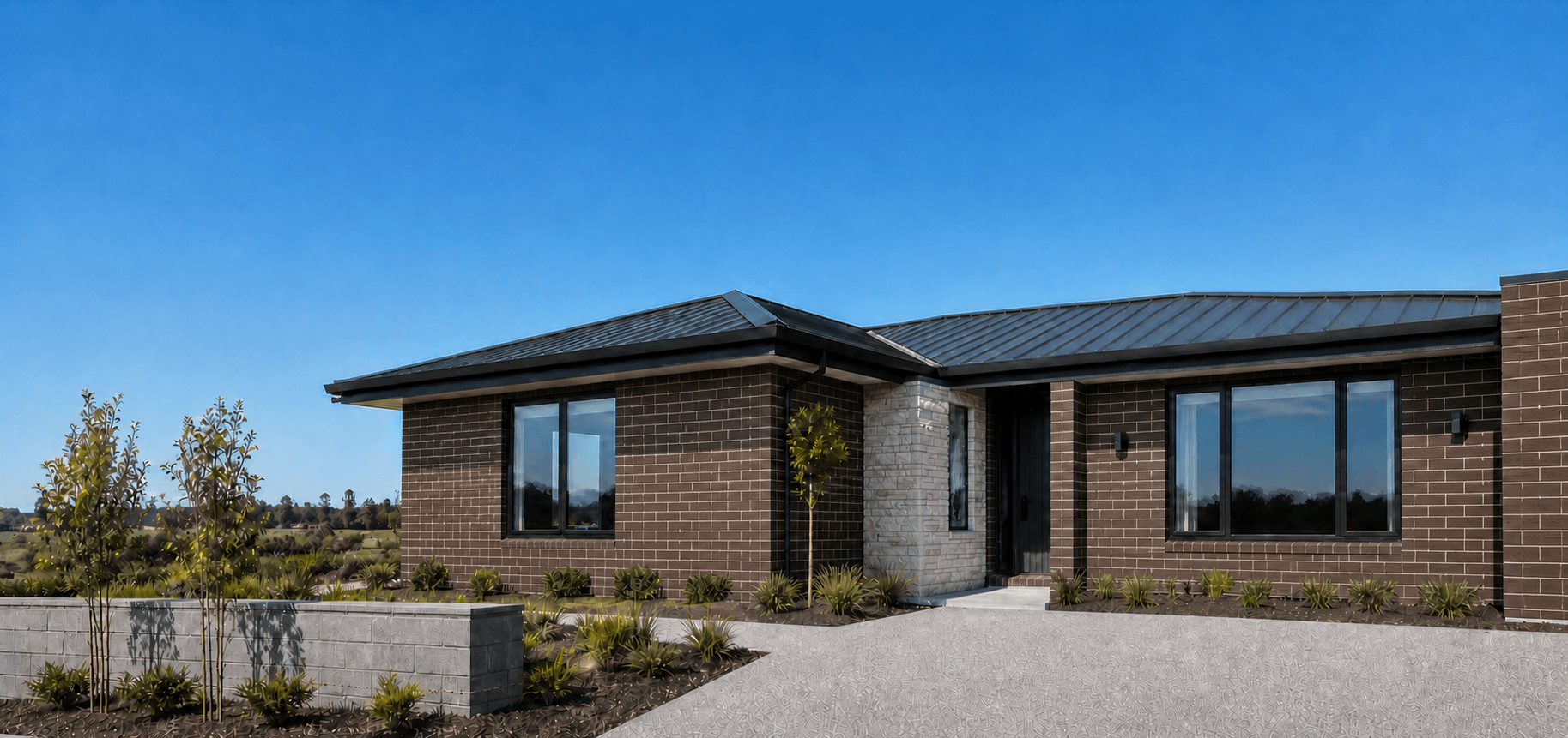 Contemporary Waikato home with brick, block and craft stone masonry
