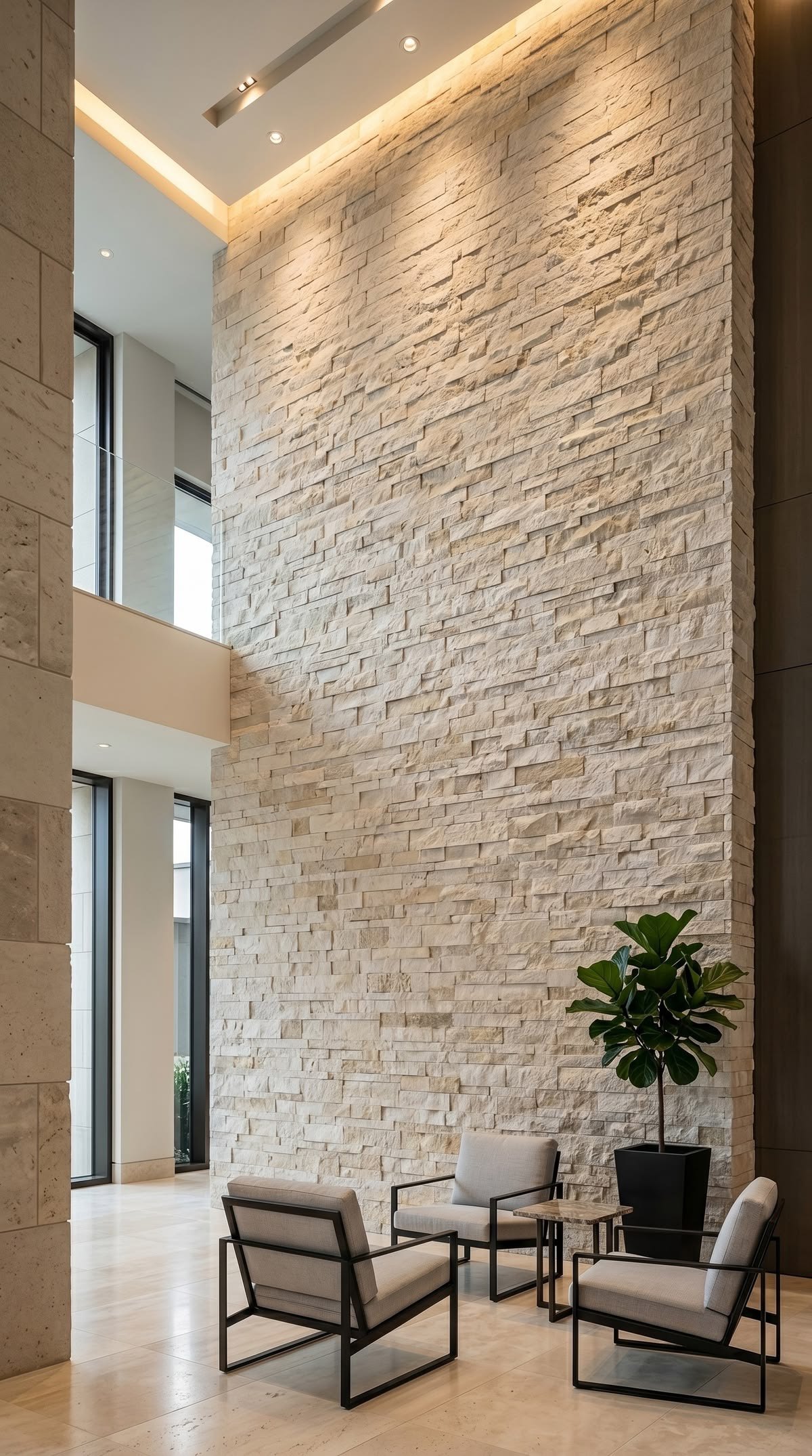 Completed stone veneer detail